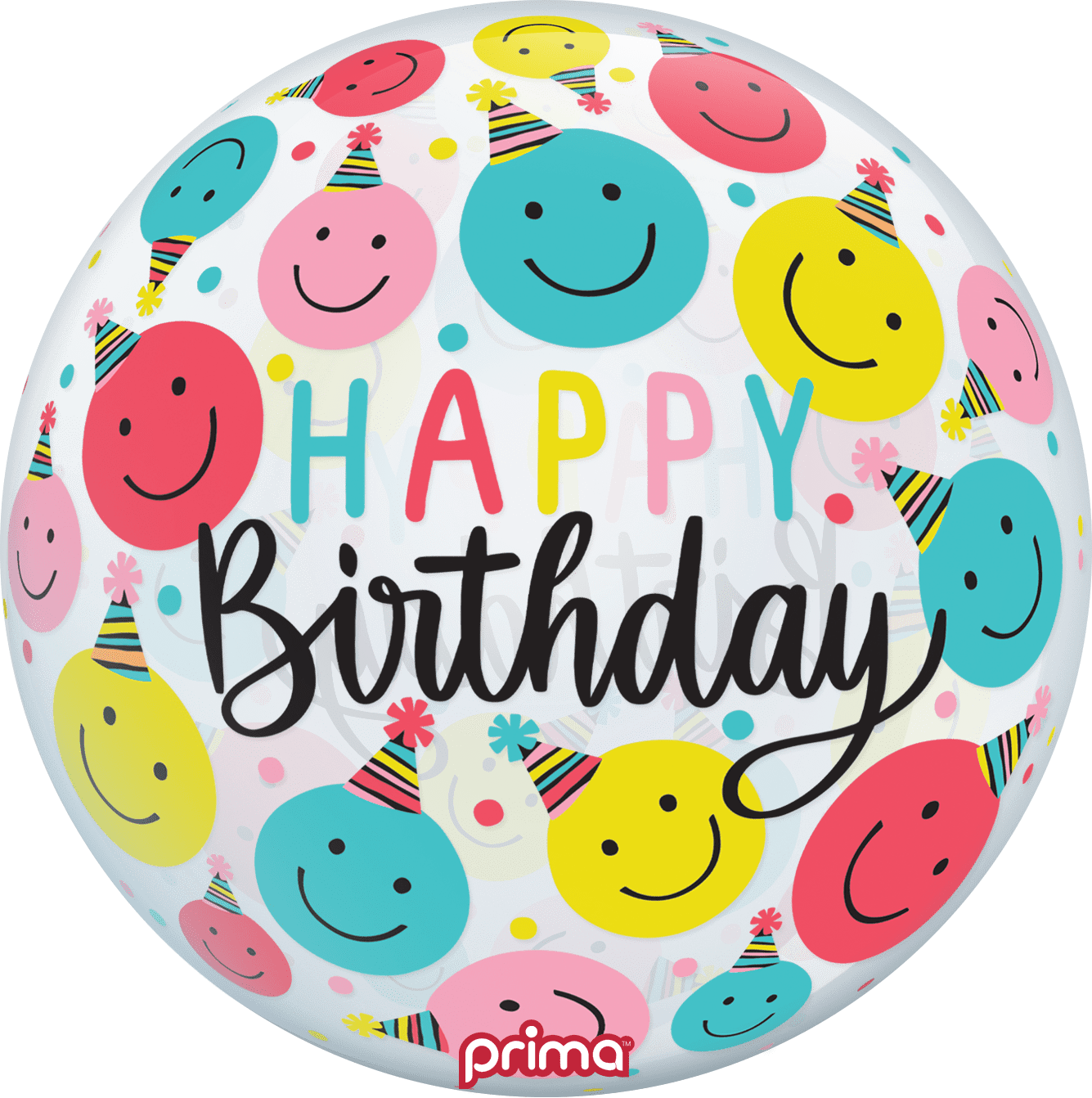 20" Smiley Party Hats Birthday Sphere