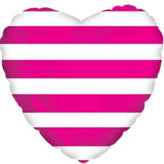 CTI 18" Hot Pink Stripe Heart Balloon