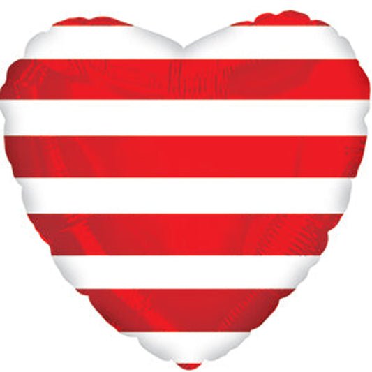 CTI 18" Red Stripe Heart Balloon