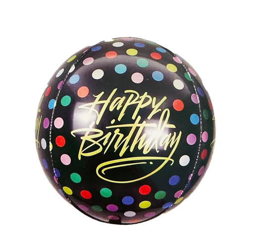 22" Black with Colorful Dots