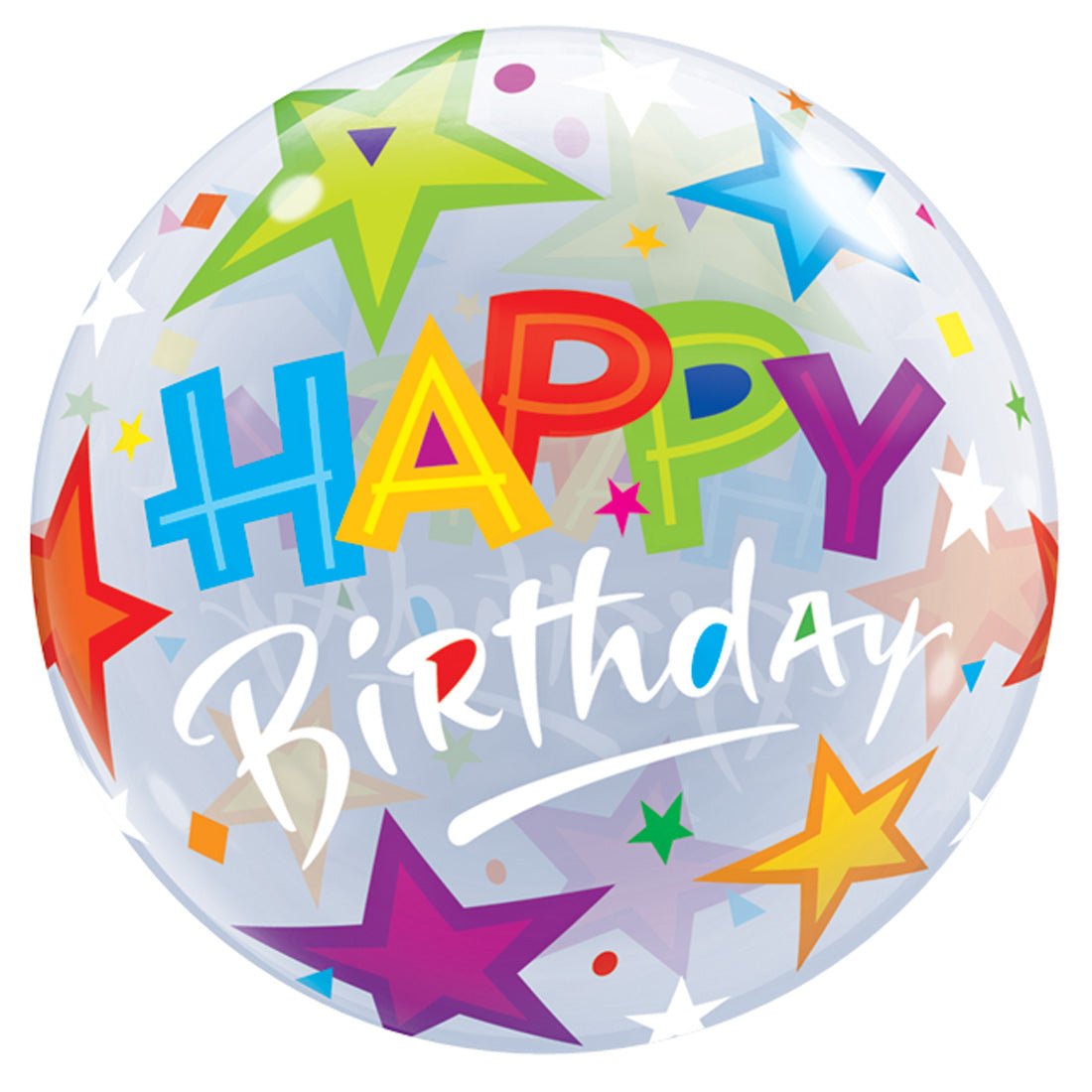 22" Bubble Balloon - Birthday Brilliant Stars