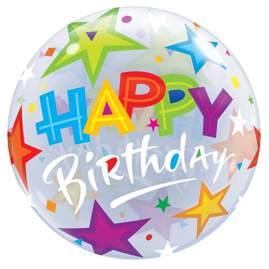 22" Bubble Balloon - Birthday Brilliant Stars