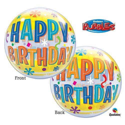 22" Bubble Balloon - Birthday Fun & Yellow