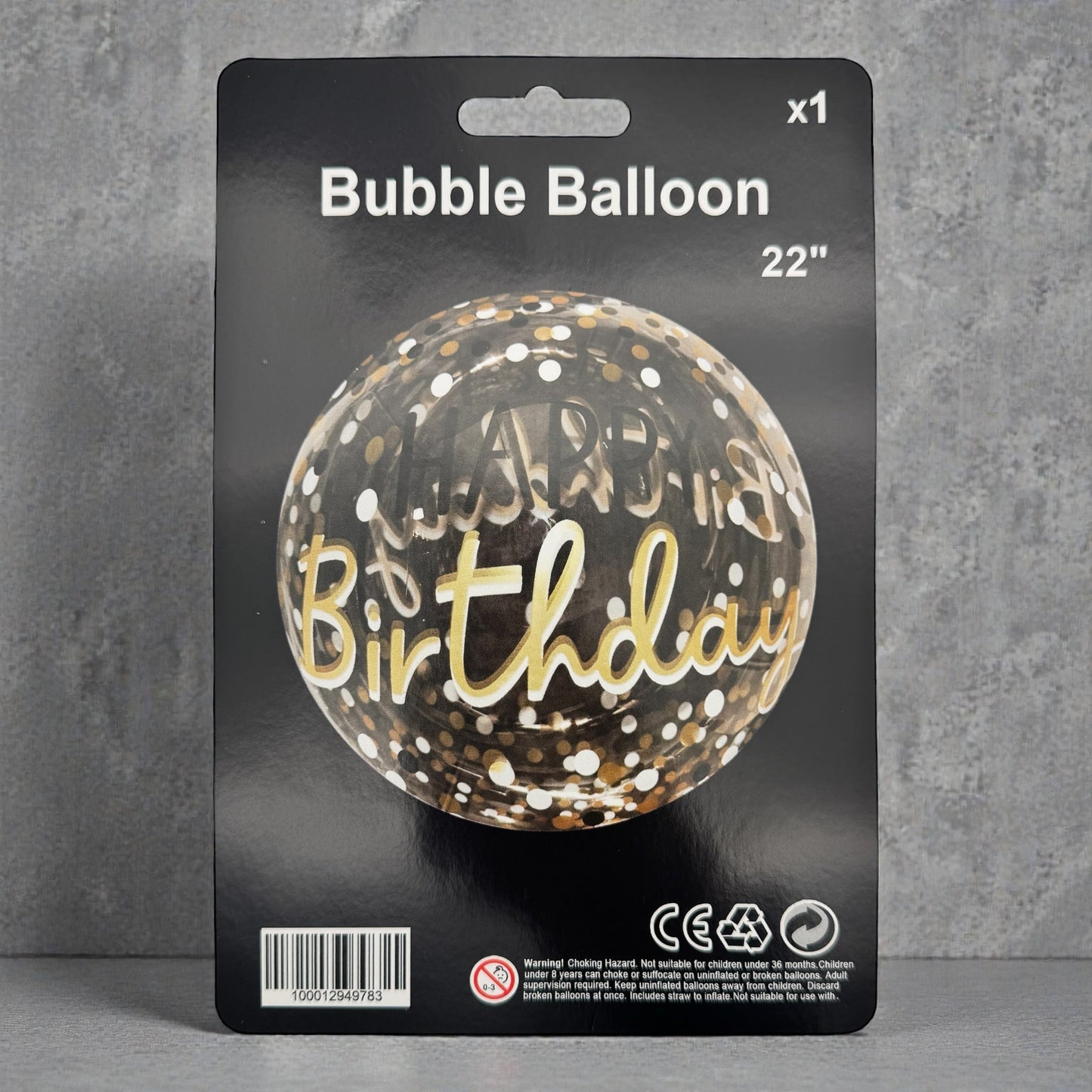 22" Bubble Balloon - Happy Birthday Gold Dots - PPD