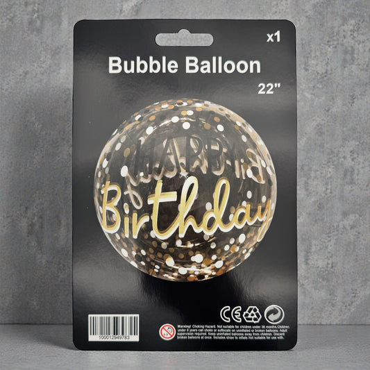 22" Bubble Balloon - Happy Birthday Gold Dots - PPD