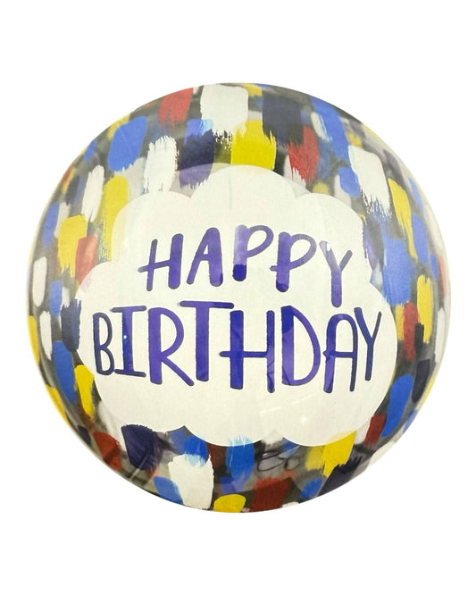 22" Happy Birthday Bubble Balloon, Painted in Colors 1ct - Winner Party