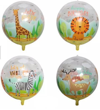 22" Orbs - Happy Birthday Jungle Animals