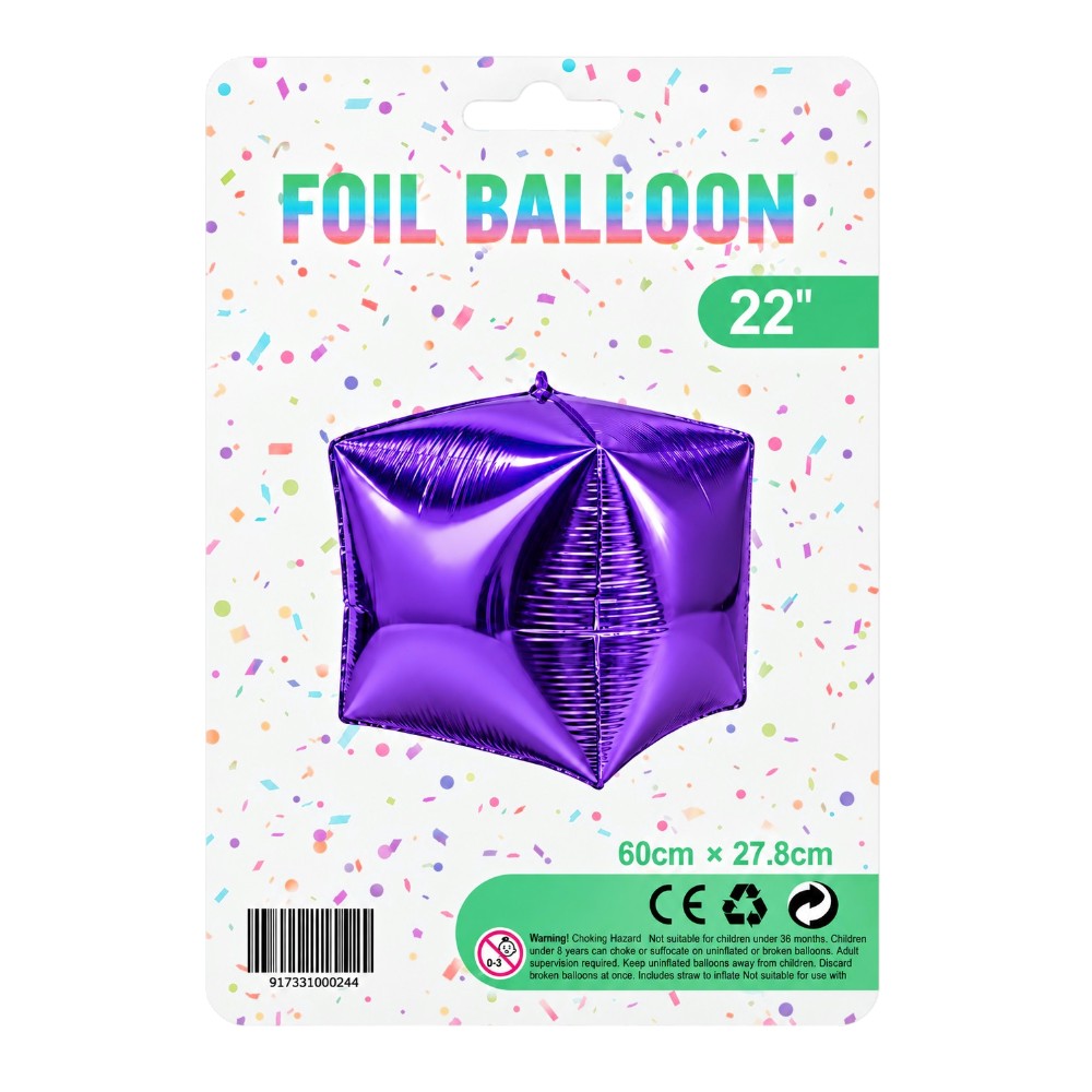 22" 3D Cube Foil Balloon