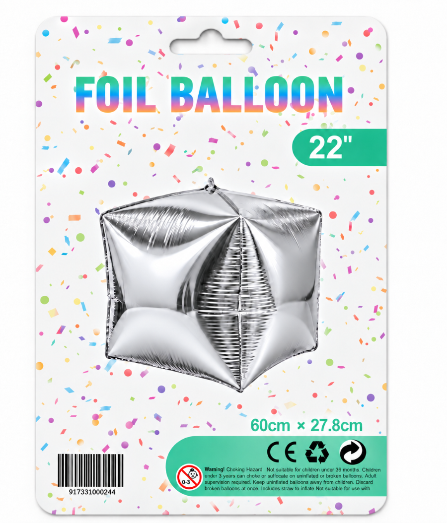 22" 3D Cube Foil Balloon