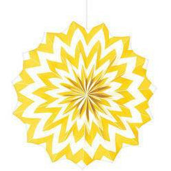 8" Yellow Paper Fans, 5 Count - Amscan