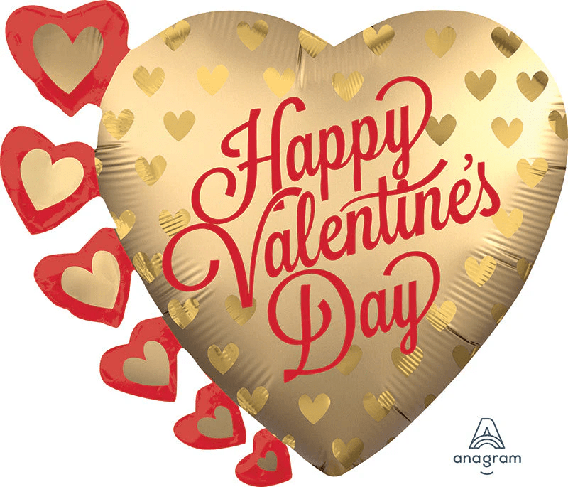 24" Happy Valentine's Day Pretty Gold Hearts (5ct) - Anagram
