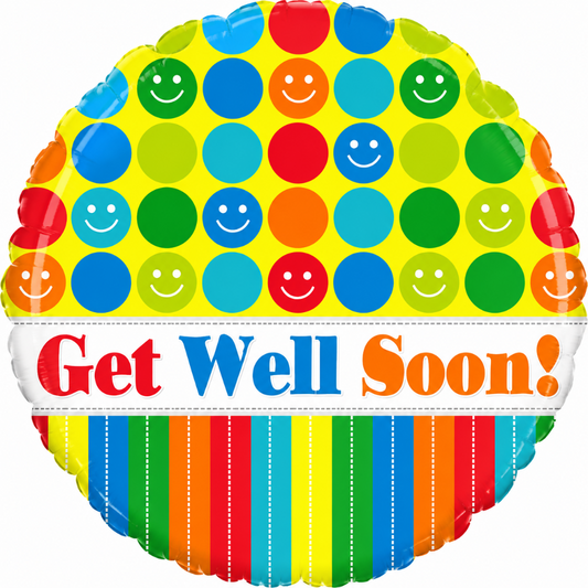18" Get Well Soon Dots & Stripes - Anagram