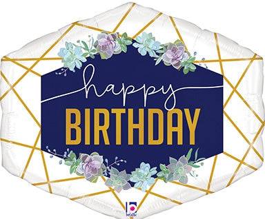25" Geo Navy Birthday - Foil Balloon (PKG)
