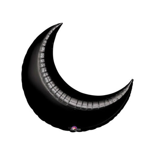 26" BLACK CRESCENT Foil Balloon - Package of 3 Helium or Air Fill - Valved