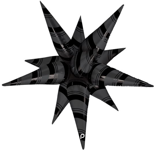 26" Black Matte & Shiny Stripes Starburst