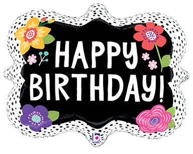 26" Flower Birthday Dots (PKG) Foil Balloon