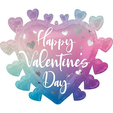 27" HVD Filtered Ombre Hearts (PKG) SuperShape Foil Balloon