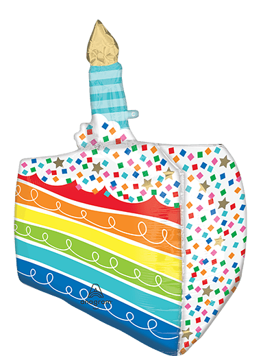 27" UltraShape® - Rainbow Birthday Wishes Cake Slice - Anagram
