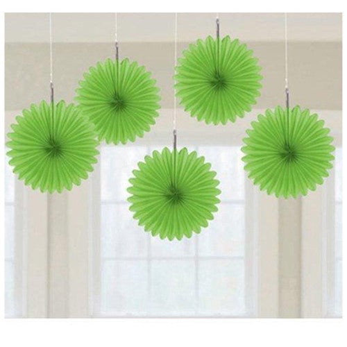 Mini ventiladores de papel de seda de 15 cm - Verde lima (6 unidades) - Amscan