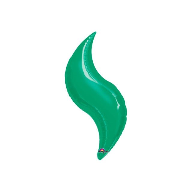 28" GREEN CURVE Foil Balloon - Package of 3 Air Fill - Valved