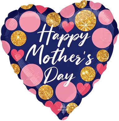28" Happy Mothers Day Navy & Glitter Dots (5ct)