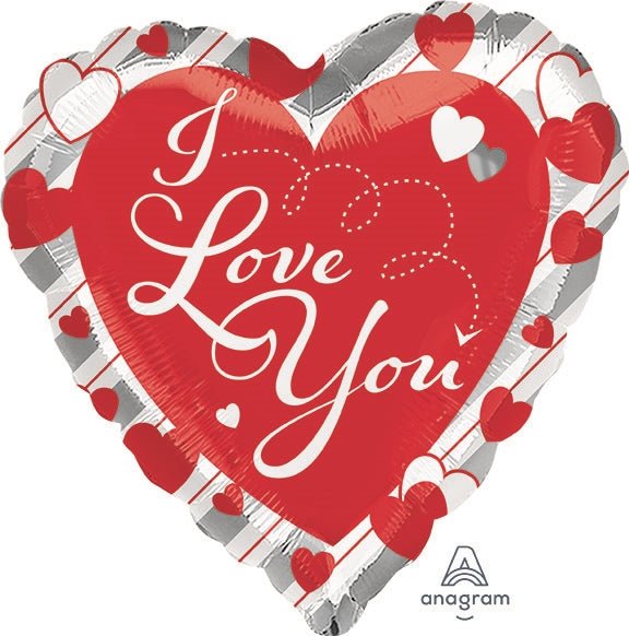 28" Love Red Heart & Silver Stripes (5ct)