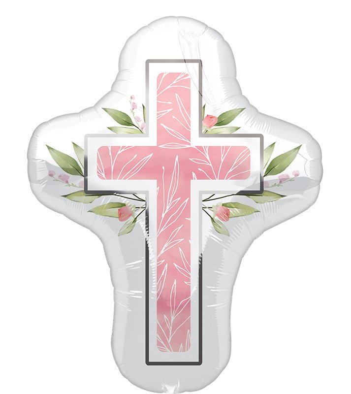 28" Pink Cross Foil Balloon (1 Count) - Anagram