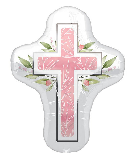 28" Pink Cross Foil Balloon (1 Count) - Anagram