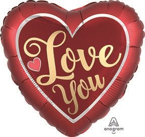 28" Satin Sangria & Gold Love You (5ct)