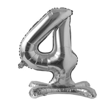 28" Standing Number Balloon - Silver