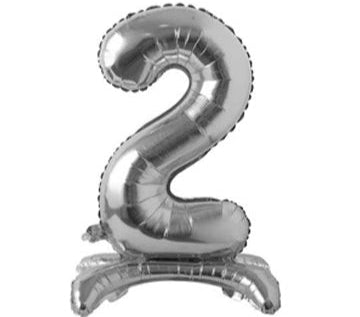 28" Standing Number Balloon - Silver