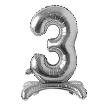 28" Standing Number Balloon - Silver