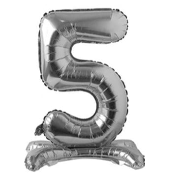 28" Standing Number Balloon - Silver