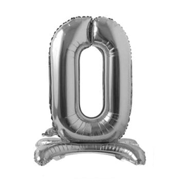 28" Standing Number Balloon - Silver