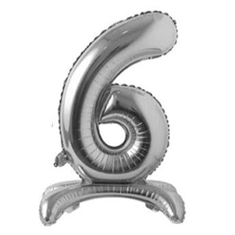 28" Standing Number Balloon - Silver