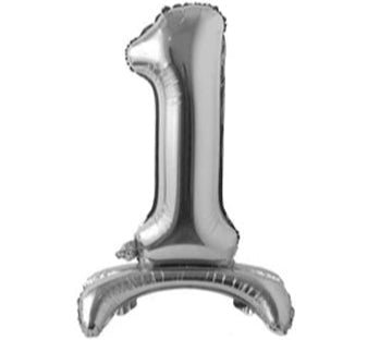 28" Standing Number Balloon - Silver