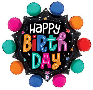 29" Colorful Circles Birthday - Foil Balloon (PKG)