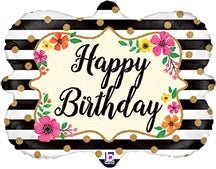 30" Floral Frame Happy Birthday