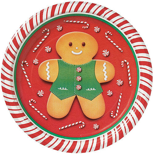 7" Paper Plates - Christmas Gingerbread (8ct) - Unique