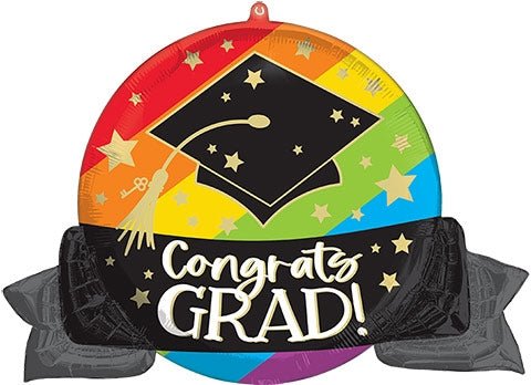 32" Congrats GRAD Bold Rainbow (PKG) SuperShape Foil Balloon