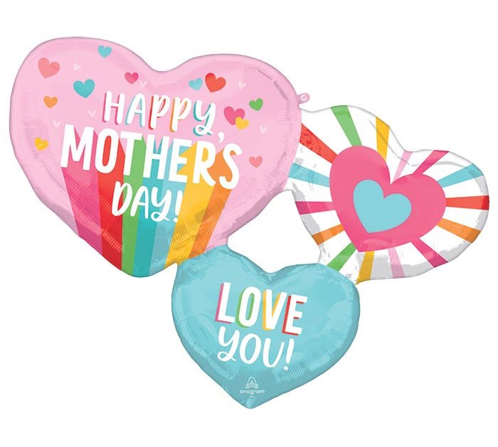 33" Happy Mother's Day Bright Stripes Balloon - Anagram