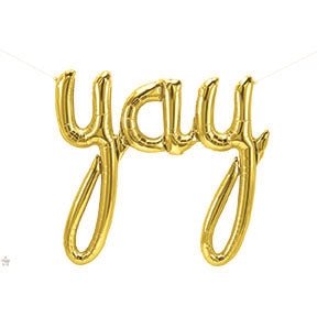 33" Yay Script Balloon - Gold