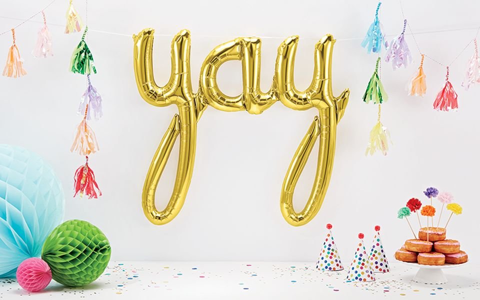 33" Yay Script Balloon - Gold