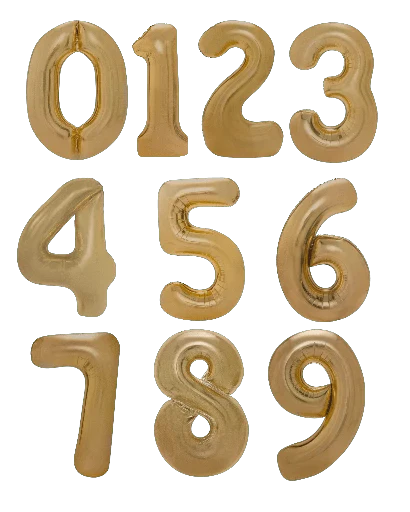 34" Balloon Numbers - Matte Gold