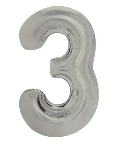 34" Balloon Numbers - Matte Silver