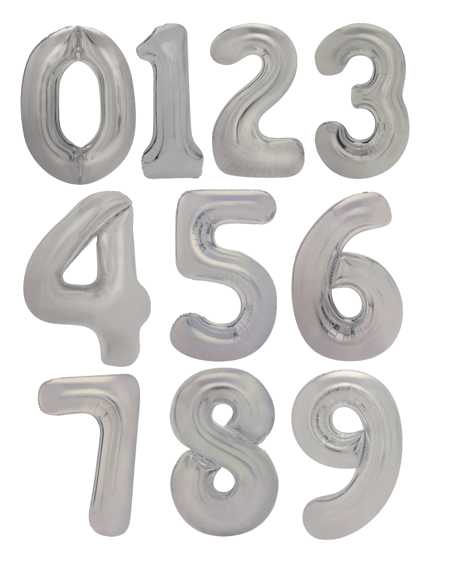 34" Balloon Numbers - Matte Silver