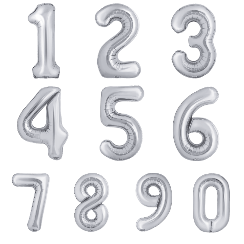 34" Balloon Numbers - Silver