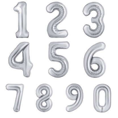 34" Balloon Numbers - Silver