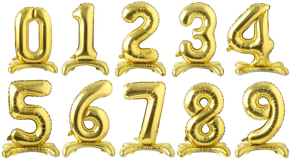 34" Standing Number Balloon - Gold
