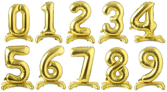34" Standing Number Balloon - Gold